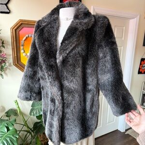 Vintage Chic Charcoal Genuine Mink Fur Heavy Coat